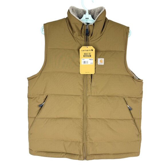 NWT Carhartt Women's Montana Tan Relaxed Fit Insulated Reversible Vest Sz S(4-6) - Picture 1 of 12